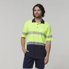 Hard Yakka Mens Work Safety Short Sleeve HI VIS Taped Polo Y19618- Bannav S Bannav LLC 