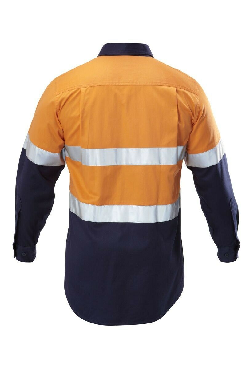 Hard Yakka Work Shirt Hi-Vis Taped Safety Long Sleeve Cotton Drill Y07990- Bannav S Bannav LLC 