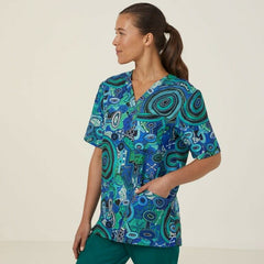 NNT Uniforms Unisex Warlu Indigenous Print Scrub Top V Neck Nurses Work CATRFR- Bannav S Bannav LLC 