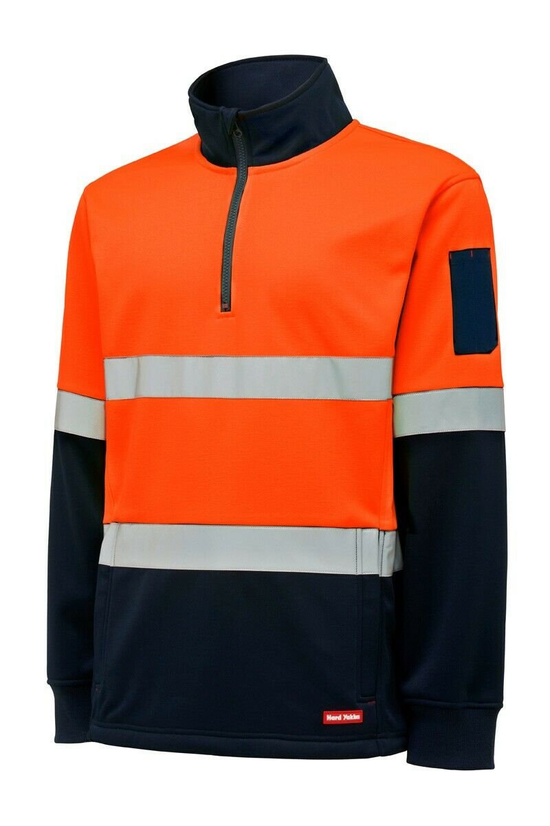 Hard Yakka Utility Hi-Vis 2 Tone Brushed Fleece Crew Jumper Work Y19270- Bannav S Bannav LLC 