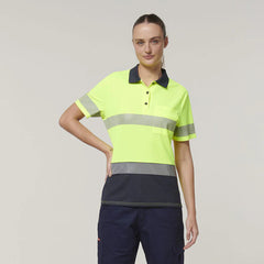 Hard Yakka Womens Short Sleeve HI Vis Reflective Taped Polo Y08602- Bannav S Bannav LLC 
