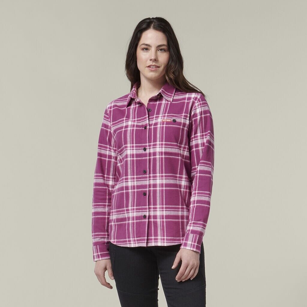 HARD YAKKA Women's Fit Check Flannie Shirt Relaxed Fit Smart Stylish Y08744- Bannav S Bannav LLC 