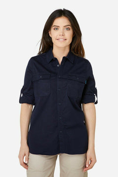 Womans Elwood Workwear Work Utility Stretch Twill Shirt Roll Up Sleeves EWD701- Bannav S Bannav LLC 