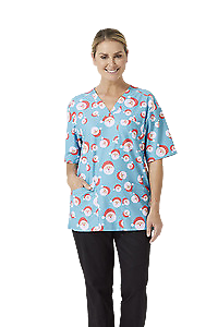 NNT Womens Santa Scrub Top Unisex Relaxed Fit V Neckline Nurse Workwear CATRF4- Bannav S Bannav LLC 