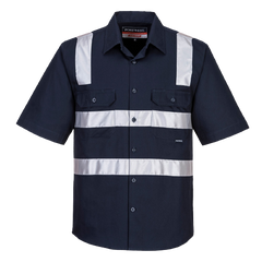 Portwest Brisbane Shirt, Short Sleeve, Regular Weight Reflective Work MS909- Bannav S Bannav LLC 