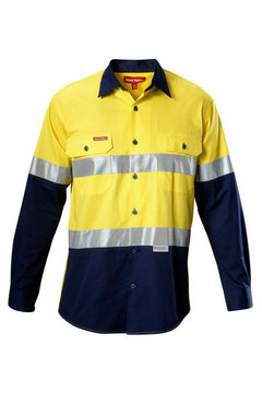 Hard Yakka Koolgear Hi-Vis Safety Summer Cool Long Sleeve Work Shirt Y07978- Bannav S Bannav LLC 