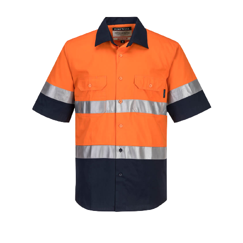 Portwest Hi-Vis Two Tone Lightweight Short Sleeve Shirt with Tape Safety MA802- Bannav S Bannav LLC 