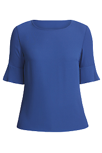 NNT Womens Fluted Sleeve Top Classic Fit round Neck Blouse CATU5T- Bannav S Bannav LLC 