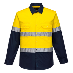 Portwest Mens Prime Mover Taped Hi-Vis Lightweight Long Sleeve Shirt Work MA801- Bannav S Bannav LLC 