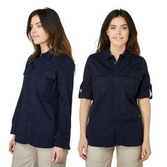 Womans Elwood Workwear Work Utility Stretch Twill Shirt Roll Up Sleeves EWD701- Bannav S Bannav LLC 