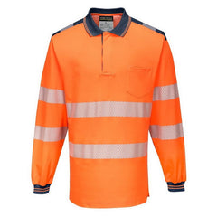 T184 PW3 Hi-Vis Long Sleeve Polo Safety Shirt Yellow/Black, Medium- Bannav S Bannav LLC 