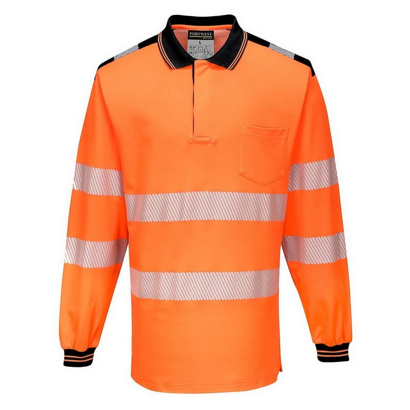 T184 PW3 Hi-Vis Long Sleeve Polo Safety Shirt Yellow/Black, Medium- Bannav S Bannav LLC 