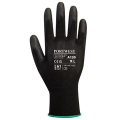 A120 Work Gloves PU Palm Dipped Abrasion and Tear Resistant Black, Large- Bannav S Bannav LLC 