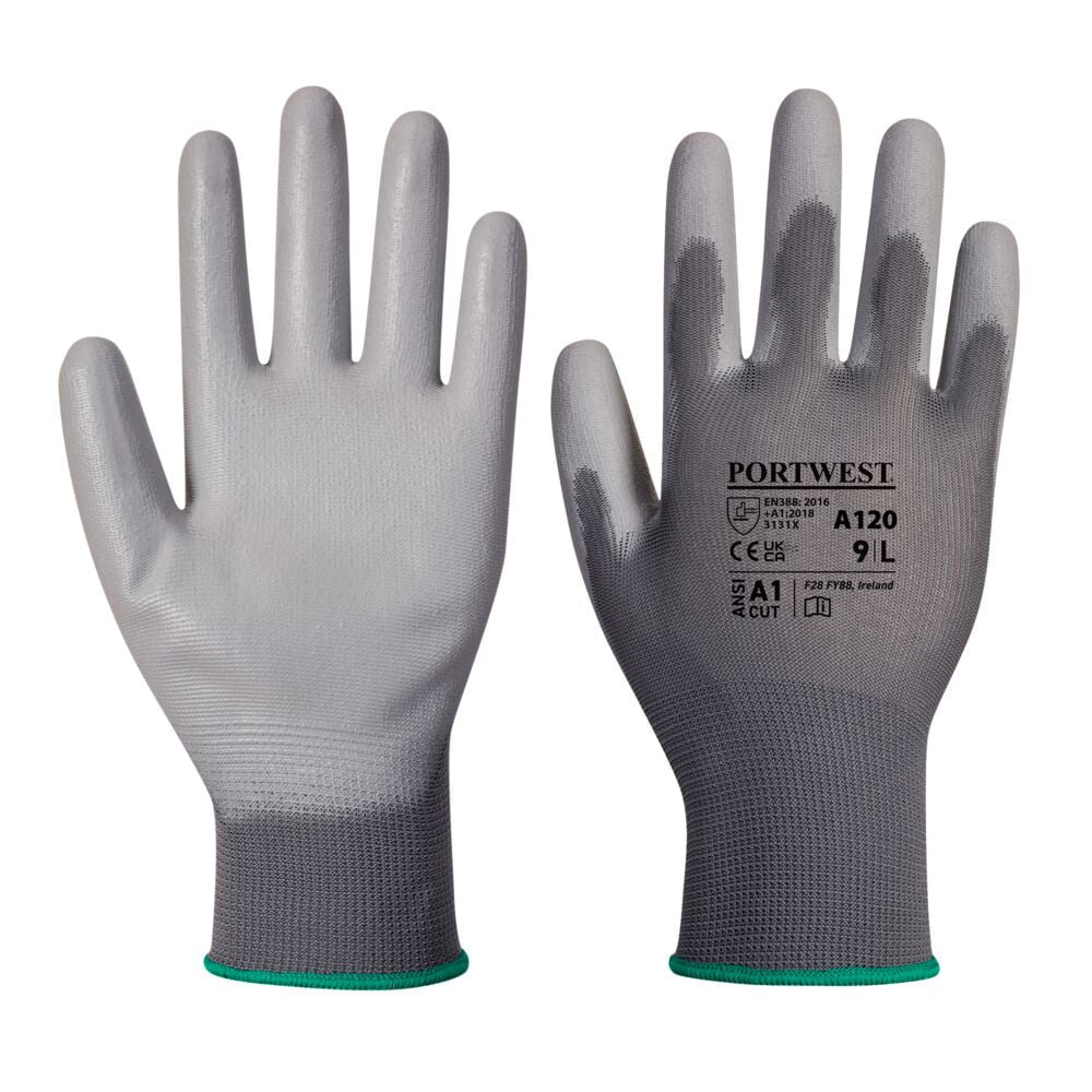 A120 Work Gloves PU Palm Dipped Abrasion and Tear Resistant Black, Large- Bannav S Bannav LLC 