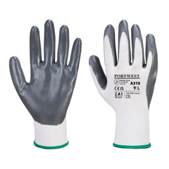 A310 Nitrile Work Gloves Flexible Grip Gray/White, Medium- Bannav S Bannav LLC 