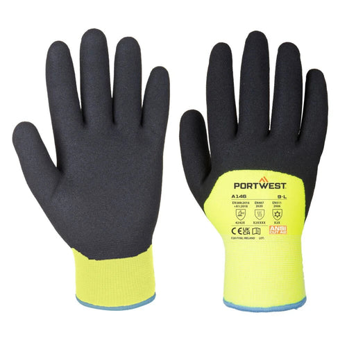A146 Cold Protection Nitrile Work Gloves - Arctic Winter Gloves Yellow, Xx-Large- Bannav S Bannav LLC 