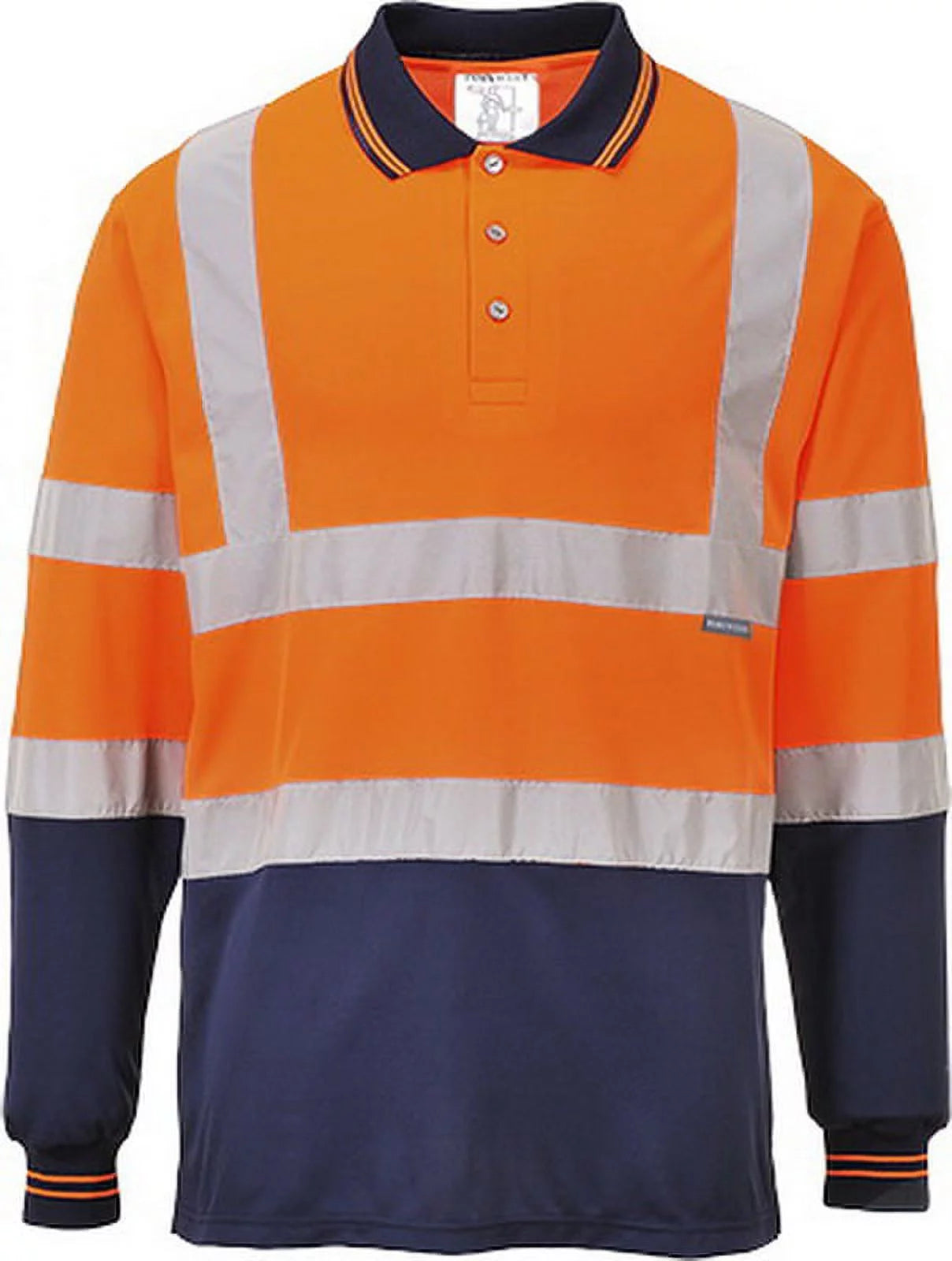S279 Two-Tone Long Sleeve Polo Shirt Yellow/Navy, Medium- Bannav S Bannav LLC 