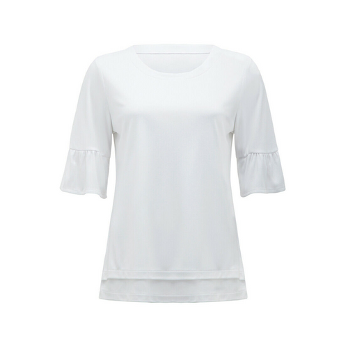 NNT Womens Ruffle Sleeve Short Sleeve Formal T Top Stretch Business Shirt CATUA6- Bannav S Bannav LLC 