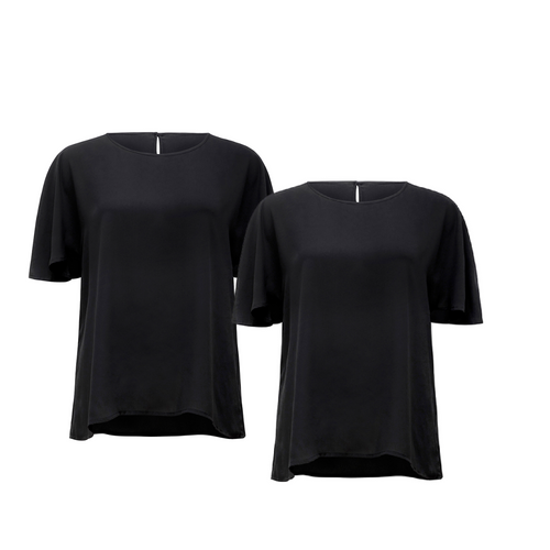 NNT Women Soft Georgette Cape Blouse Short Sleeve Cap Sleeve Formal Shirt CATU2S- Bannav S Bannav LLC 