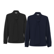 NNT Womens Formal Long Sleeve Tie Neck Blouse Classic Gathered Business CATUL2- Bannav S Bannav LLC 