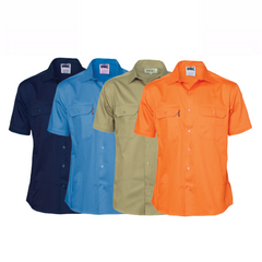 DNC Workwear Mens Cotton Drill Safety Shirt Short Sleeve Comfortable  3201- Bannav S Bannav LLC 