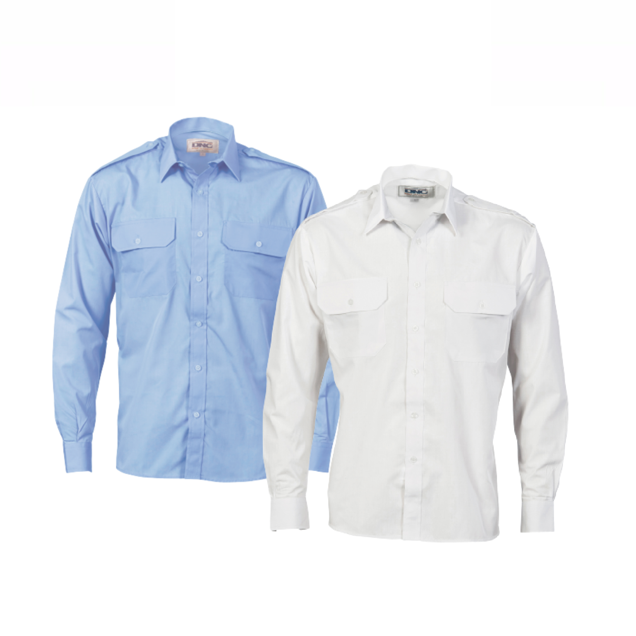 DNC Workwear Mens Epaulette Polyester Cotton Work Shirt Long Sleeve Casual 3214- Bannav S Bannav LLC 