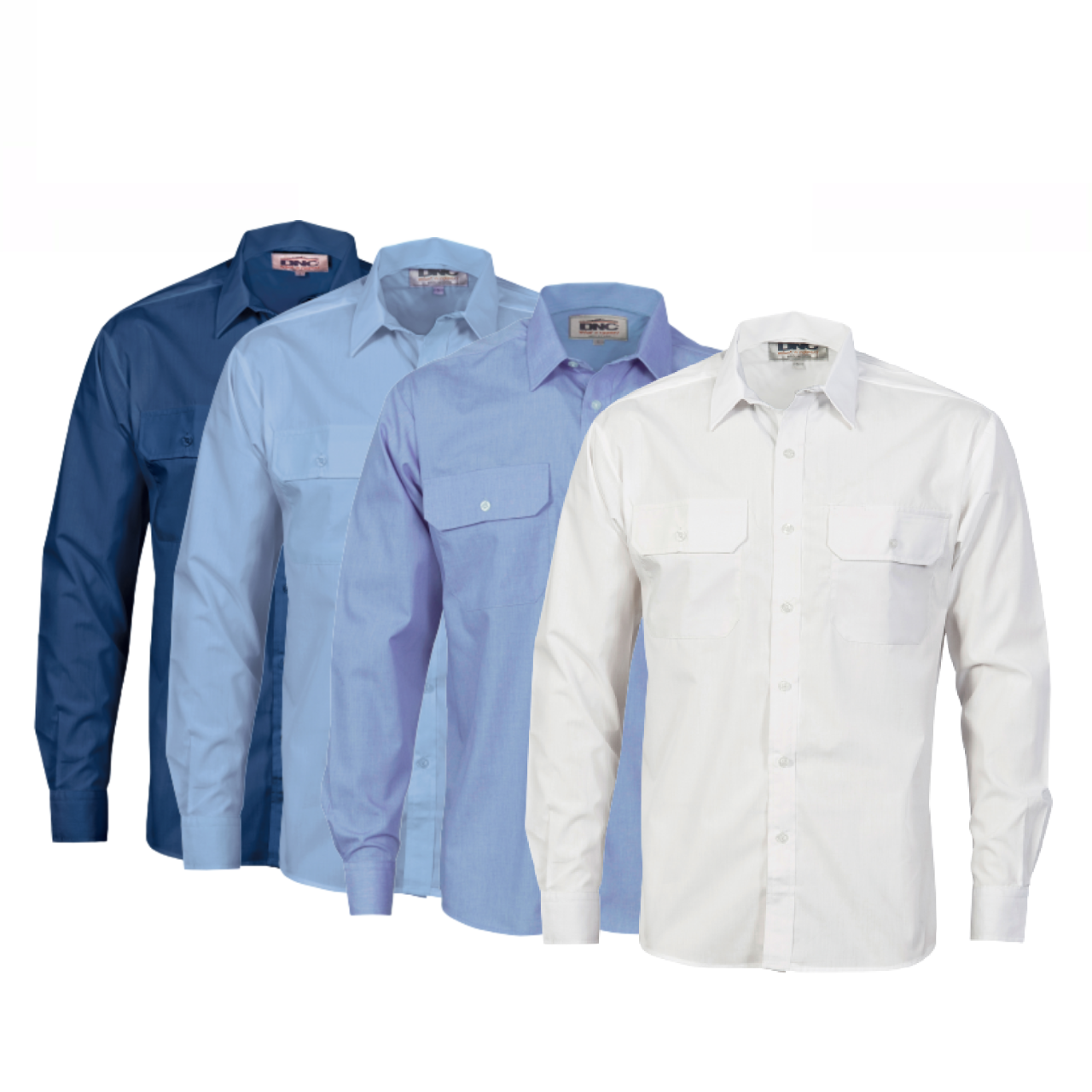 DNC Workwear Mens Polyester Cotton Work Shirt Long Sleeve Business Casual 3212- Bannav S Bannav LLC 