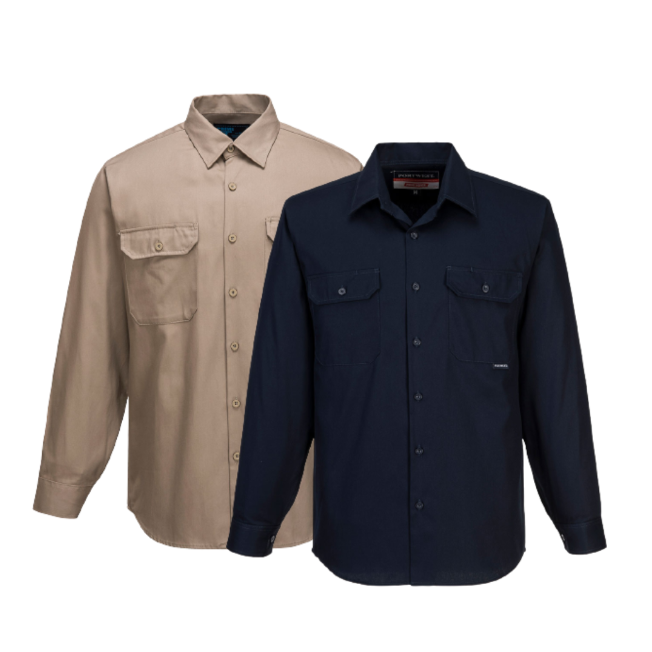Portwest Adelaide Shirt, Long Sleeve, Regular Weight Button Front Closure MS903- Bannav S Bannav LLC 
