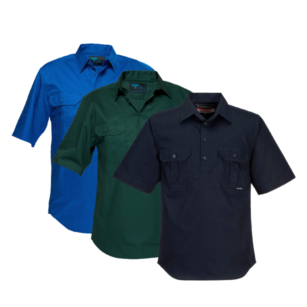 Portwest Adelaide Shirt, Short Sleeve, Light Weight Cotton Polo Shirt MC905- Bannav S Bannav LLC 