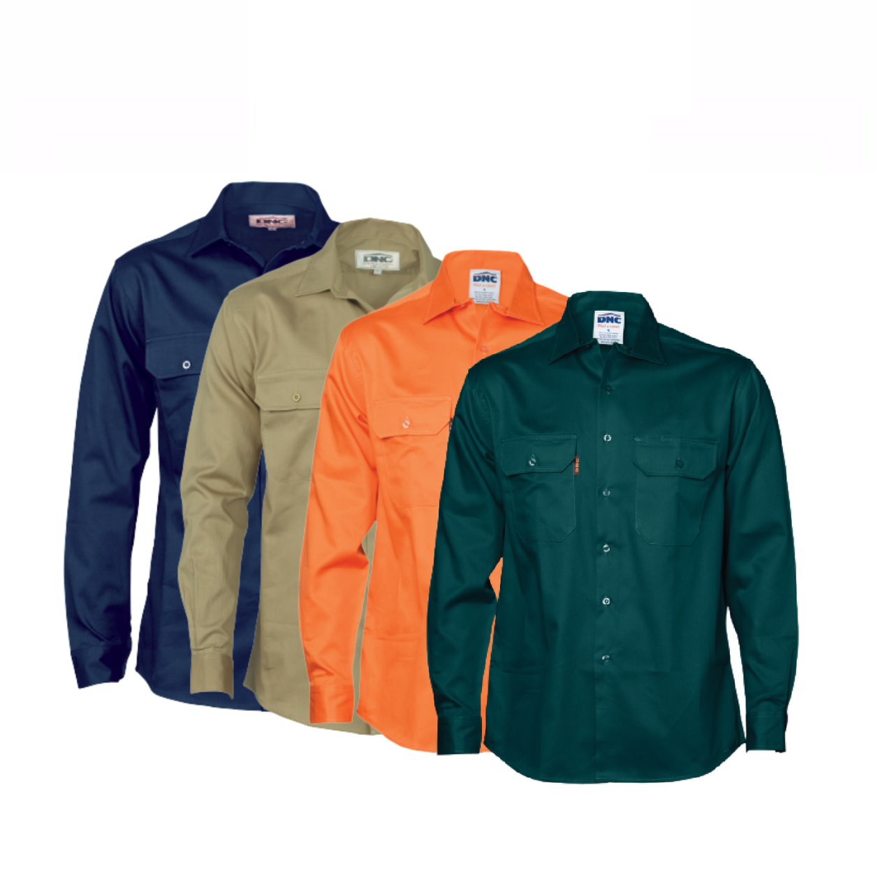DNC Workwear Close Front Cotton Drill Long Sleeve Shirt Comfortable Work 3204- Bannav S Bannav LLC 
