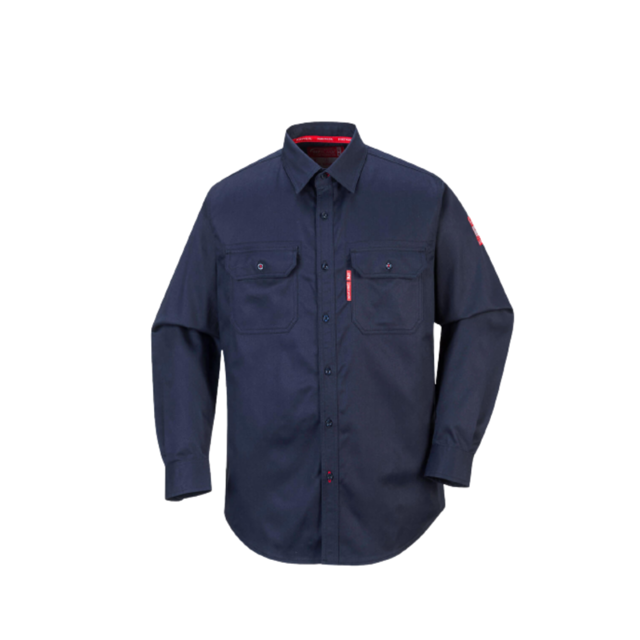 Portwest Bizflame 88/12 Shirt Navy Collared Button Flap Closure Long Sleeve FR89- Bannav S Bannav LLC 