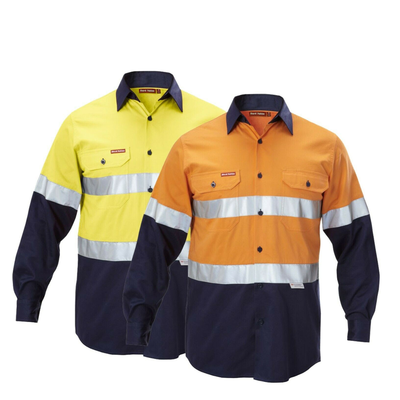 Hard Yakka Work Shirt Hi-Vis Taped Safety Long Sleeve Cotton Drill Y07990- Bannav S Bannav LLC 