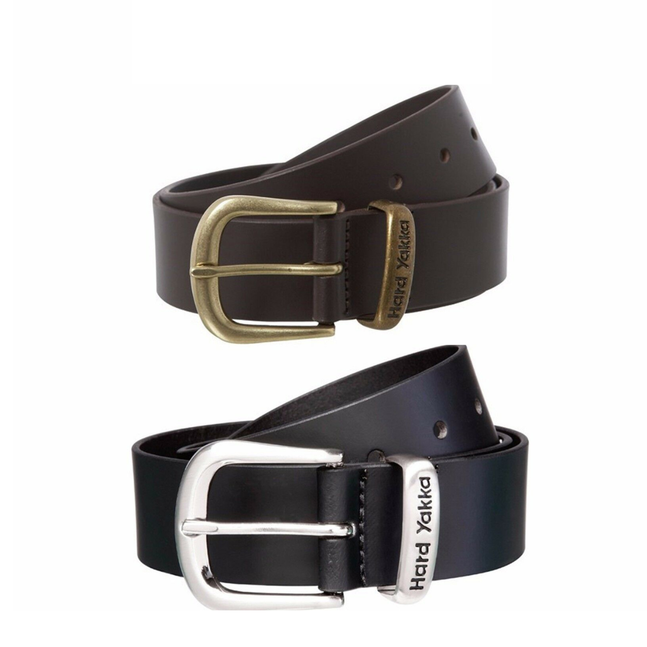Mens Hard Yakka Belt Colorado Oil Tan Leather Work Brass Buckle Brown Y09402- Bannav S Bannav LLC 