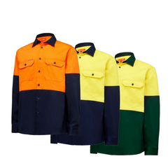 Work Hard Yakka Core Hi-Vis Work Shirt Strong Tough Farm Cotton Drill L/S Y04605- Bannav S Bannav LLC 