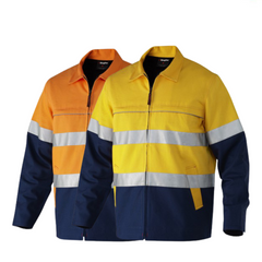 KingGee Mens Reflective Spliced Drill Jacket Cotton Flannel Work Safety K55905- Bannav S Bannav LLC 