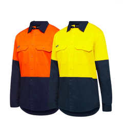 KingGee Mens Stretch Spliced Shirt Comfort Work Safety Cotton Hi-Vis Hem K04035- Bannav S Bannav LLC 