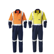 Mens Hard Yakka Hi-Vis Taped Cotton Safety Coverall Overalls Workwear Y00262- Bannav S Bannav LLC 