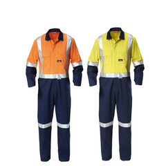 Mens Hard Yakka Hi-Vis Taped Cotton Safety Coverall Overalls Workwear Y00262- Bannav S Bannav LLC 