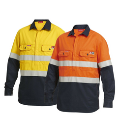 Mens Hard Yakka FR ShieldTec Hi-Vis Safety Mining Energy Gas Work Shirt Y04550- Bannav S Bannav LLC 