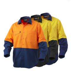 KingGee Mens Workcool 2 Hi-Vis Shirt Long Sleeve Button Up Work Workwear K54870- Bannav S Bannav LLC 