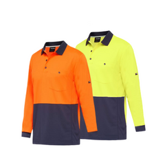 KingGee Mens Workcool Hyperfreeze Polo Shirt Long Sleeve Hi-Vis Top Work K54235- Bannav S Bannav LLC 