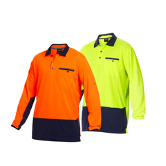 KingGee Mens Workcool Shirt Top Hi-Vis Polo Long Sleeve Work Safety K54840- Bannav S Bannav LLC 