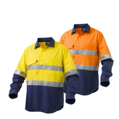 KingGee Mens Workcool Taped Hi-Vis Closed Front Shirt Long Sleeve Work K54886- Bannav S Bannav LLC 