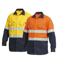 Mens Hard Yakka Protect Mining Work Hi-Vis Fire Resistant Safety Shirt Y04350- Bannav S Bannav LLC 