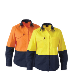 KingGee WorkCool 2 Womens Hi Vis Spliced Shirt L/S Lightweight Cotton K44543- Bannav S Bannav LLC 