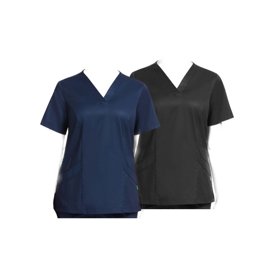 NNT Womens Nightingale V-Neck Classic Nurse Scrub Top Hip Pocket Workwear CATU5F- Bannav S Bannav LLC 
