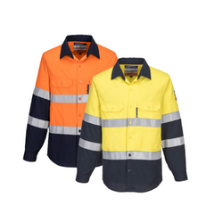 Portwest Mens Prime Mover Hi-Vis Work Shirt Long Sleeve Closed Front Taped FR04- Bannav S Bannav LLC 