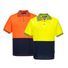 Portwest Mens Prime Mover Hi-Vis Work Shirt Short Sleeve Micro Mesh Polo MP110- Bannav S Bannav LLC 