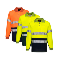 Portwest Mens Prime Mover Long Sleeve Cotton Work Shirt Polo Hi-Vis Taped MP313- Bannav S Bannav LLC 