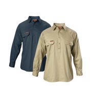 Hard Yakka Cotton Drill Long Sleeve Closed Front Shirt Y07530- Bannav S Bannav LLC 